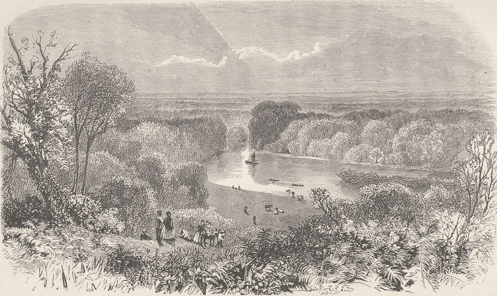LONDON. View from Richmond Hill 1874 old antique vintage print picture